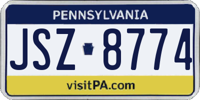 PA license plate JSZ8774