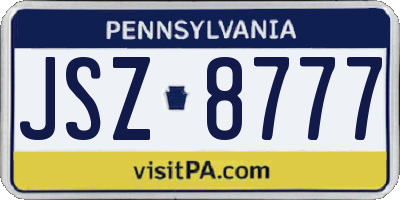 PA license plate JSZ8777
