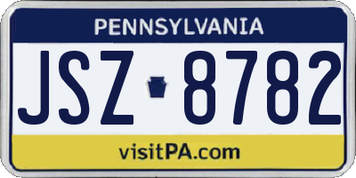 PA license plate JSZ8782