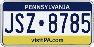 PA license plate JSZ8785