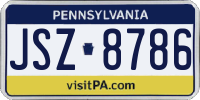 PA license plate JSZ8786