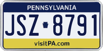 PA license plate JSZ8791