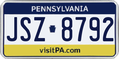 PA license plate JSZ8792