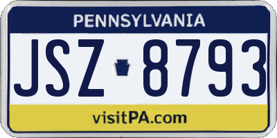 PA license plate JSZ8793