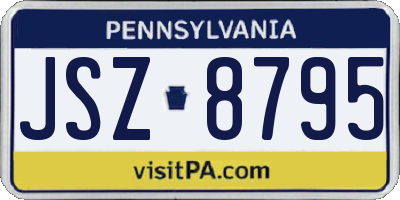 PA license plate JSZ8795