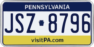 PA license plate JSZ8796