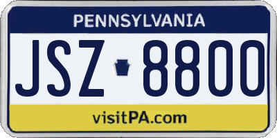 PA license plate JSZ8800