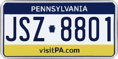 PA license plate JSZ8801