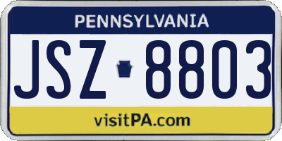 PA license plate JSZ8803