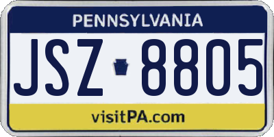 PA license plate JSZ8805