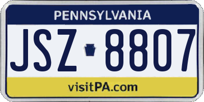 PA license plate JSZ8807