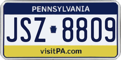 PA license plate JSZ8809