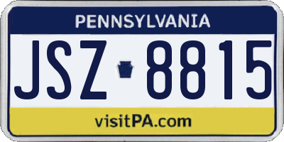 PA license plate JSZ8815