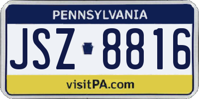 PA license plate JSZ8816