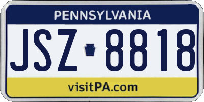 PA license plate JSZ8818