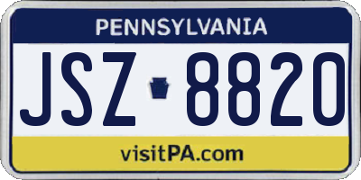 PA license plate JSZ8820