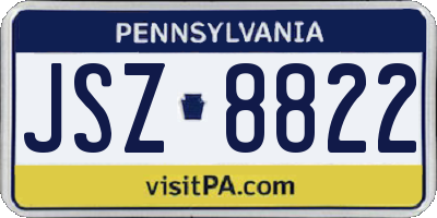 PA license plate JSZ8822