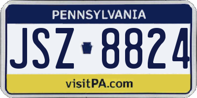 PA license plate JSZ8824