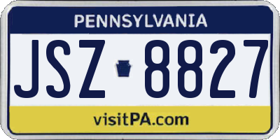 PA license plate JSZ8827