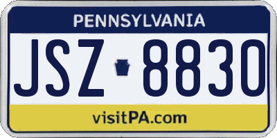 PA license plate JSZ8830