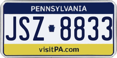 PA license plate JSZ8833