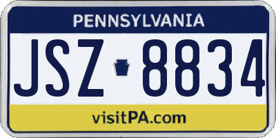 PA license plate JSZ8834
