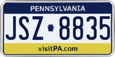 PA license plate JSZ8835