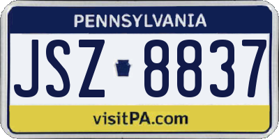 PA license plate JSZ8837