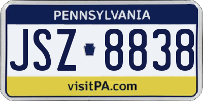 PA license plate JSZ8838