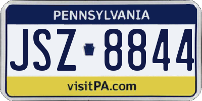 PA license plate JSZ8844
