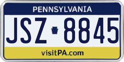 PA license plate JSZ8845