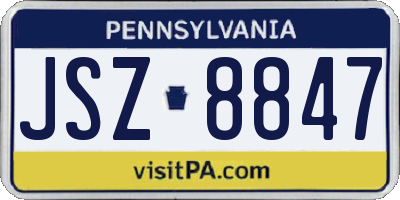 PA license plate JSZ8847