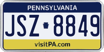 PA license plate JSZ8849