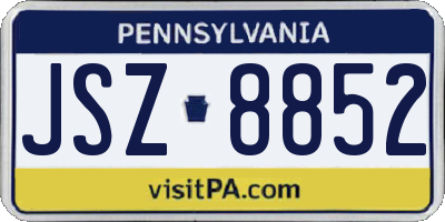 PA license plate JSZ8852