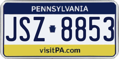 PA license plate JSZ8853
