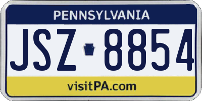 PA license plate JSZ8854