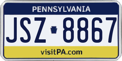 PA license plate JSZ8867