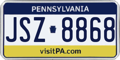 PA license plate JSZ8868