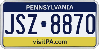 PA license plate JSZ8870
