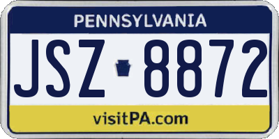 PA license plate JSZ8872