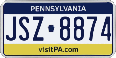 PA license plate JSZ8874
