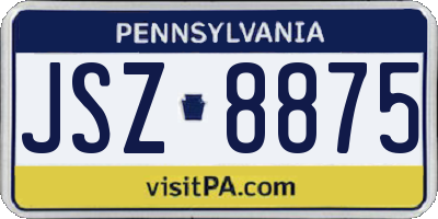 PA license plate JSZ8875