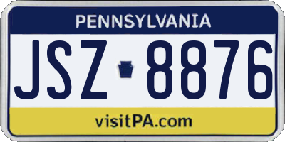 PA license plate JSZ8876