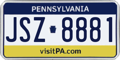 PA license plate JSZ8881