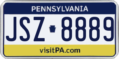 PA license plate JSZ8889