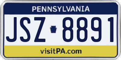 PA license plate JSZ8891