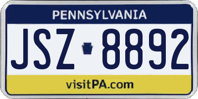 PA license plate JSZ8892