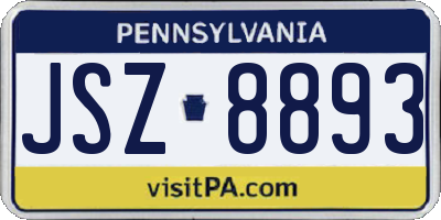 PA license plate JSZ8893