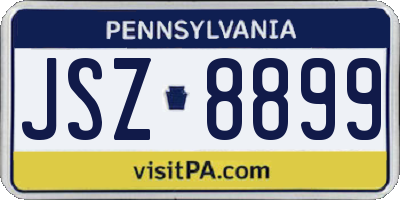 PA license plate JSZ8899