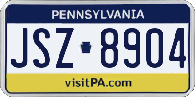 PA license plate JSZ8904